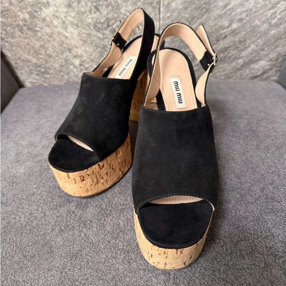 Miu Miu Black Suede Sandals
